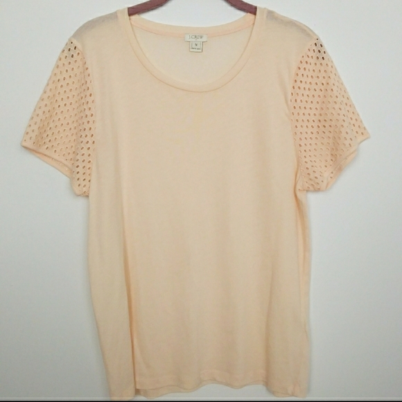 J. Crew Factory Tops - J. Crew Soft Cotton Eyelet Sleeve Top Women's Sz M